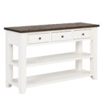 Modern Console Table with Solid Pine Top in Antique White Finish - Image 8