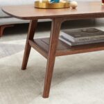 Solid Walnut Wood Coffee Table with Lower Storage Shelf for Contemporary Living Rooms - Image 3