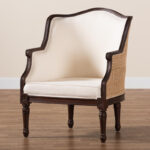 Solid Wood Armchair with Handwoven Rattan Backrest