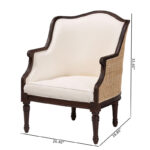 Solid Wood Armchair with Handwoven Rattan Backrest - Image 5