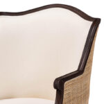 Solid Wood Armchair with Handwoven Rattan Backrest - Image 3