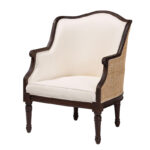 Solid Wood Armchair with Handwoven Rattan Backrest - Image 10