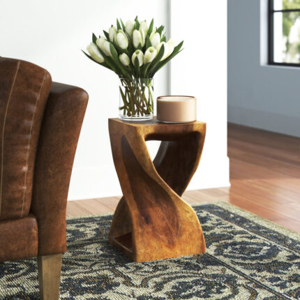 Solid Wood Side Table with Natural Finish and Clean Minimal Design