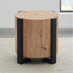 Round Wood Side Table with Natural Grain Finish for Modern Homes - Image 4