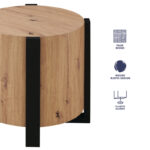 Round Wood Side Table with Natural Grain Finish for Modern Homes - Image 2