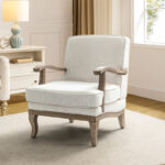 Upholstered Accent Armchair with Solid Wood Legs
