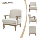 Upholstered Accent Armchair with Solid Wood Legs - Image 3