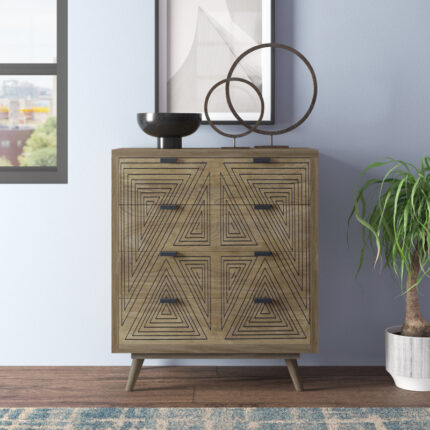 W-4 Premium Solid Sheesham Wood Chest of Drawers with 6 Storage Compartments