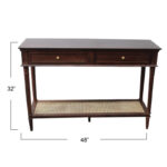 Solid Wood Hallway Console Table with Two Drawers and Cane Shelf Storage - Image 3
