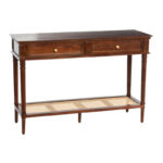 Solid Wood Hallway Console Table with Two Drawers and Cane Shelf Storage - Image 2
