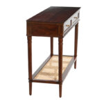 Solid Wood Hallway Console Table with Two Drawers and Cane Shelf Storage - Image 6