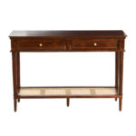 Solid Wood Hallway Console Table with Two Drawers and Cane Shelf Storage - Image 7