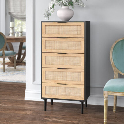 Solid Wooden Five-Drawer Storage Chest for Bedroom, Living
