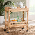 Boho Weave Rattan Wine Cart