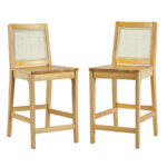 Solid Wood Bar Stools with Clean Timeless Build for Counters & Dining (Set of 2) - Image 7