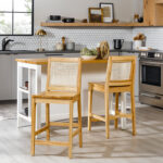 Solid Wood Bar Stools with Clean Timeless Build for Counters & Dining (Set of 2)