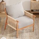 Classic Solid Wood Upholstered Armchair for Living Room - Image 2