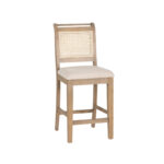 Natural Cane Weave Counter Stool with Rustic Wooden Base for Home Counters - Image 6