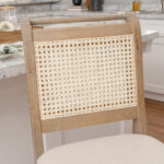 Natural Cane Weave Counter Stool with Rustic Wooden Base for Home Counters - Image 5