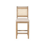 Natural Cane Weave Counter Stool with Rustic Wooden Base for Home Counters - Image 3