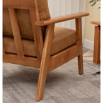 Upholstered Wooden Armchair with Cushioned Seating for Living & Study Spaces - Image 3