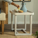 Solid Wood 20-Inch Wide Tray Top Accent Side Table with Raised Edges - Image 4