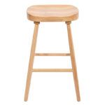 Mid-Century Inspired Bar Stools with Upholstered Seat & Wooden Frame (Set of 2) - Image 4