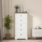 Solid Wood Chest with Five Drawer Storage for Bedroom, Living Space and Home Organisation