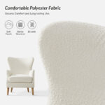 Contemporary Boucle Upholstered Wingback Armchair with Solid Wood Legs - Image 3