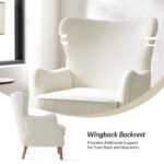 Contemporary Boucle Upholstered Wingback Armchair with Solid Wood Legs - Image 4