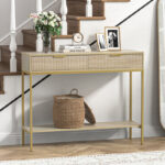 Narrow Rustic Entryway Console Table with Two Drawers for Hallway and Living Room - Image 8