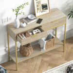 Narrow Rustic Entryway Console Table with Two Drawers for Hallway and Living Room - Image 7
