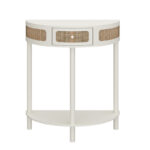 Half-Round Solid Wood Console Table with Authentic Rattan Detailing for Entryway and Living Room - Image 5
