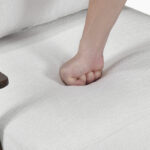 Mid-Century Modern Textured Fabric Upholstered Accent Chair with Solid Wood Frame - Image 7