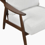 Mid-Century Modern Textured Fabric Upholstered Accent Chair with Solid Wood Frame - Image 6
