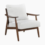 Mid-Century Modern Textured Fabric Upholstered Accent Chair with Solid Wood Frame - Image 3