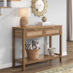 Crafted Natural Oak Console Table for Elegant Indian Homes - Image 2