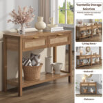 Crafted Natural Oak Console Table for Elegant Indian Homes - Image 5