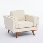 Contemporary Upholstered Armchair with Solid Wood Legs - Image 5