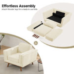 Contemporary Upholstered Armchair with Solid Wood Legs - Image 4