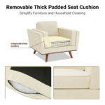 Contemporary Upholstered Armchair with Solid Wood Legs - Image 3