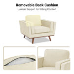 Contemporary Upholstered Armchair with Solid Wood Legs - Image 7