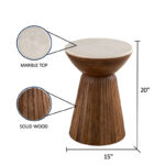 Marble Top Side Table with Contemporary Solid Wood Base - Image 3
