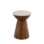 Marble Top Side Table with Contemporary Solid Wood Base - Image 4