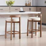 Barstools with Solid Backrest and Wooden Legs for Kitchen Island & Dining Spaces - Image 6