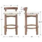 Barstools with Solid Backrest and Wooden Legs for Kitchen Island & Dining Spaces - Image 7