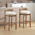Barstools with Solid Backrest and Wooden Legs for Kitchen Island & Dining Spaces - Image 9