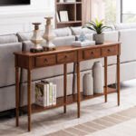 Solid Wood Double Console Table for Spacious Indian Hallways and Living Areas