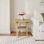 Solid Wood End Table with Smooth Natural Grain Finish