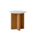 Solid Wood End Table with Natural Marble Top - Image 2